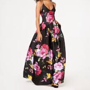 BCX Floral Black Maxi Dress